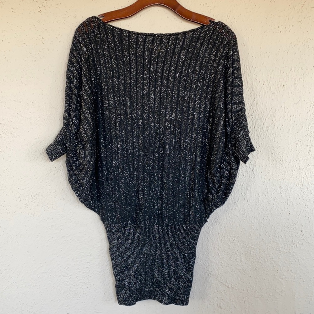 God Save LA Black Metallic Lt Sweater Tunic